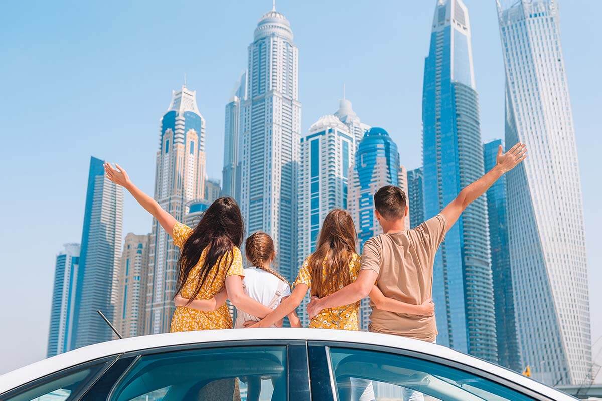 Summer car trip and young family on vacation